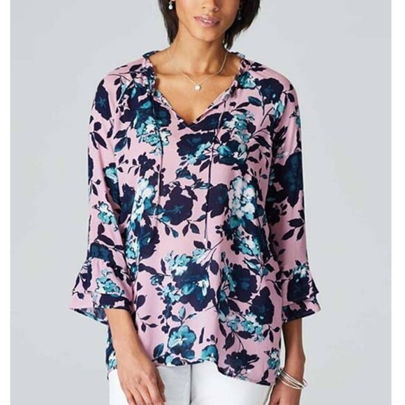 J.Jill Beautiful Blooms Floral Long-Sleeve Top - Size Small - Womens - Picture 1 of 11